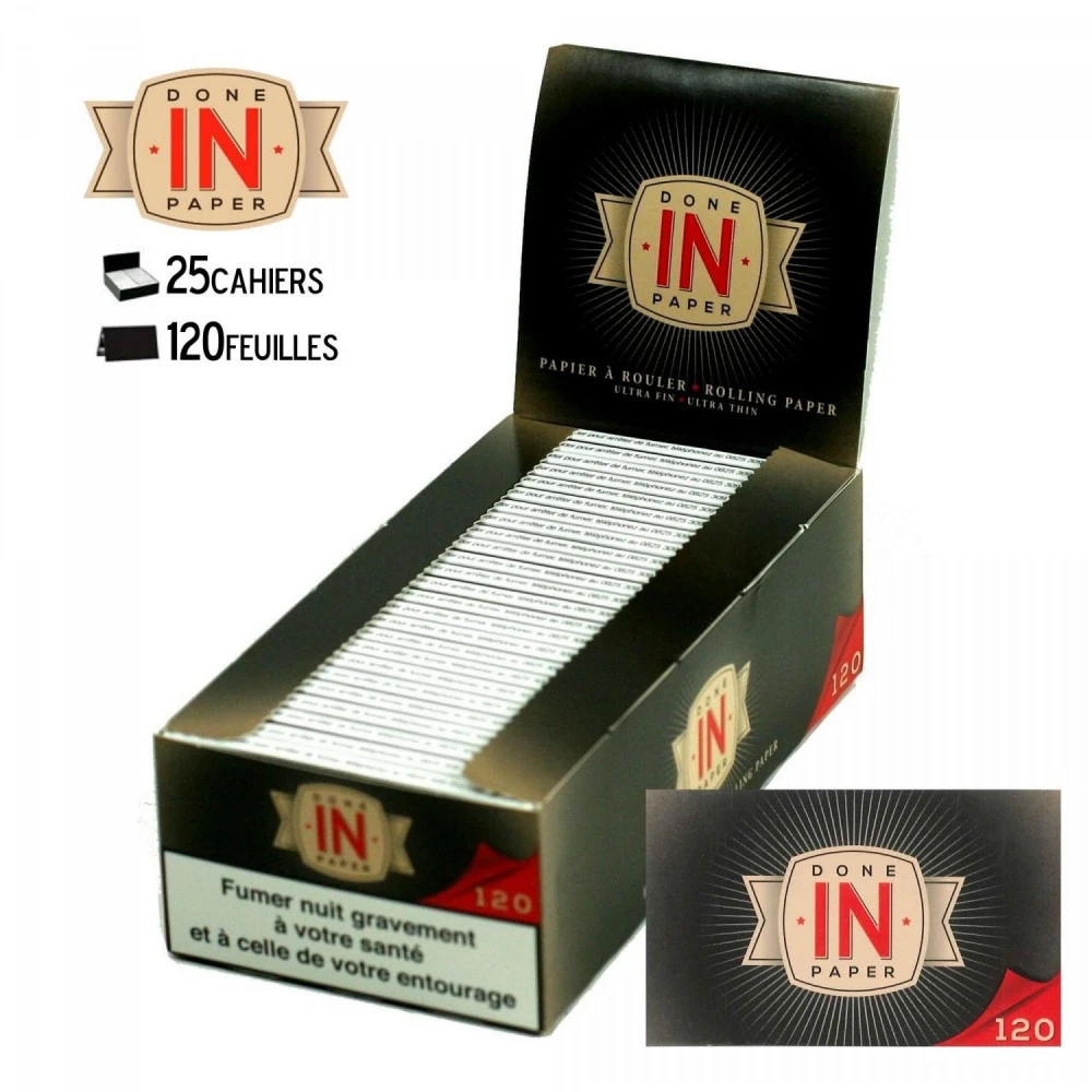 Boite de 25 Cahiers Feuilles à Rouler - Done In Paper Boite De 25 Cahiers Feuilles à Rouler - Done In Paper -Magasin De Fournitures Pour Fumeurs boite de 25 cahiers feuilles a rouler done in paper