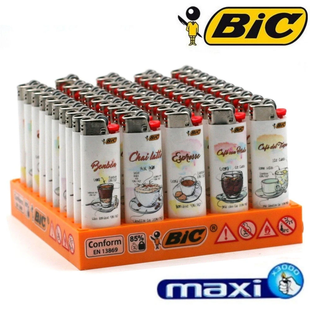 Boite de 50 Briquets Maxi BIC - Café Boite De 50 Briquets Maxi BIC - Café -Magasin De Fournitures Pour Fumeurs boite de 50 briquets maxi bic cafe