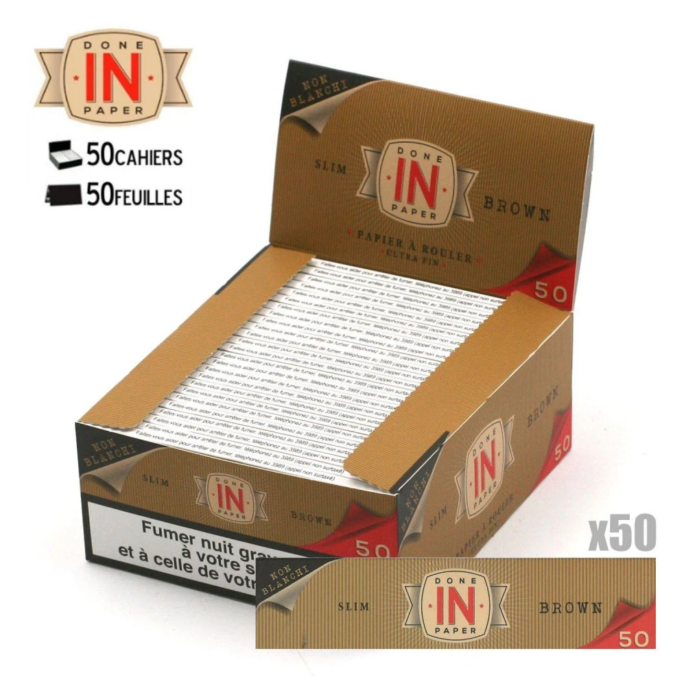 Boite de 50 Carnets de Feuilles à Rouler Slim - Done In Paper 'Brown' Boite De 50 Carnets De Feuilles à Rouler Slim - Done In Paper 'Brown' -Magasin De Fournitures Pour Fumeurs boite de 50 carnets de feuilles a rouler slim done in paper brown