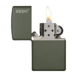 Briquet Zippo Logo - Vert Mat -Magasin De Fournitures Pour Fumeurs briquet zippo logo vert mat 1