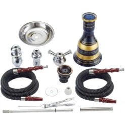 Chicha Al Malik - Double Tuyaux - Or -Magasin De Fournitures Pour Fumeurs chicha al malik double tuyaux or 4