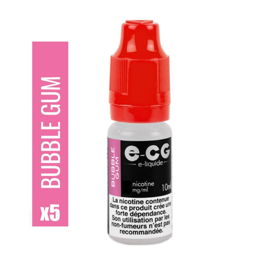Lot de 5 Flacons E-CG - Goût Bubble Gum 3 mg/ml Lot De 5 Flacons E-CG - Goût Bubble Gum 3 Mg/ml -Magasin De Fournitures Pour Fumeurs lot de 5 flacons e cg gout bubble gum 3 mg ml