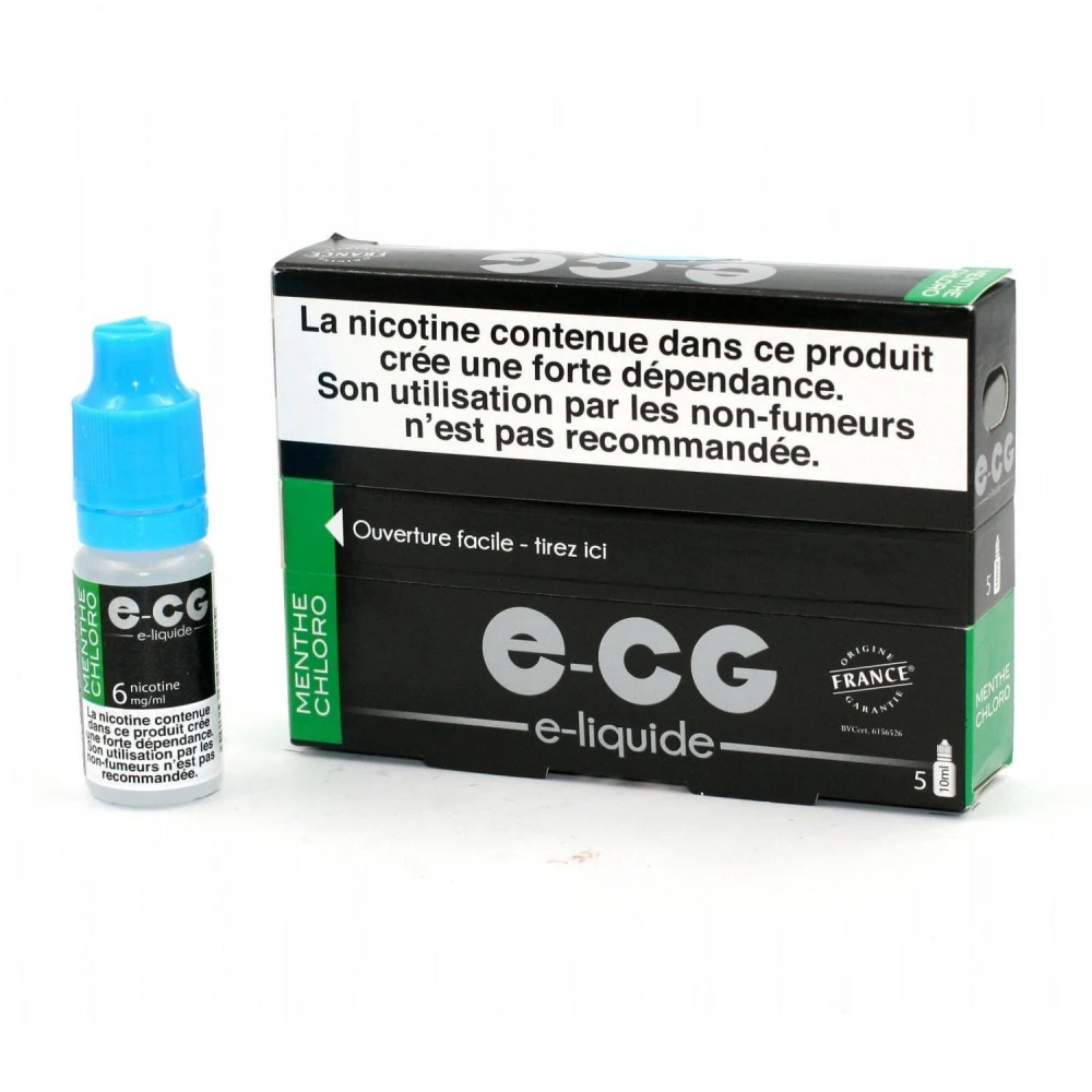 Lot de 5 Flacons E-CG - Menthe Chloro 6 mg/ml Lot De 5 Flacons E-CG - Menthe Chloro 6 Mg/ml -Magasin De Fournitures Pour Fumeurs lot de 5 flacons e cg menthe chloro 6 mg ml