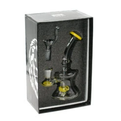 Champ Pipe - Bong En Verre - 16cm Jaune -Magasin De Fournitures Pour Fumeurs pipe bong en verre 16cm jaune 2