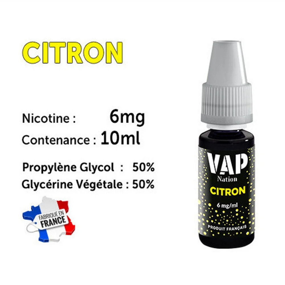 Vap Nation lot de 5 liquides - Citron 6 mg Vap Nation Lot De 5 Liquides - Citron 6 Mg -Magasin De Fournitures Pour Fumeurs vap nation lot de 5 liquides citron 6 mg